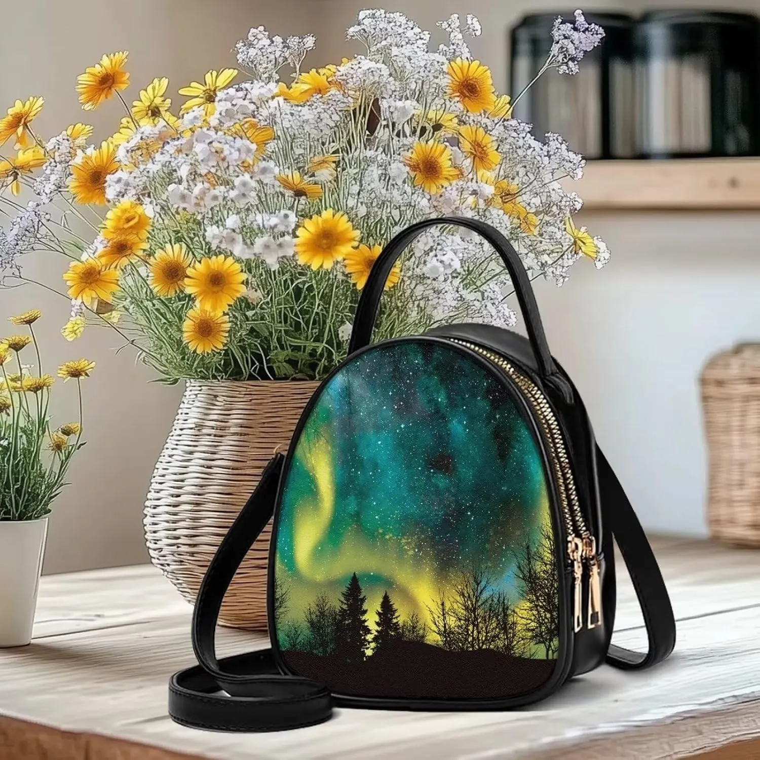 Leather Tote Bag for Women Work Double Layer Purses for Women Shoulder Bag Trendy with Adjustable Shoulder Strap