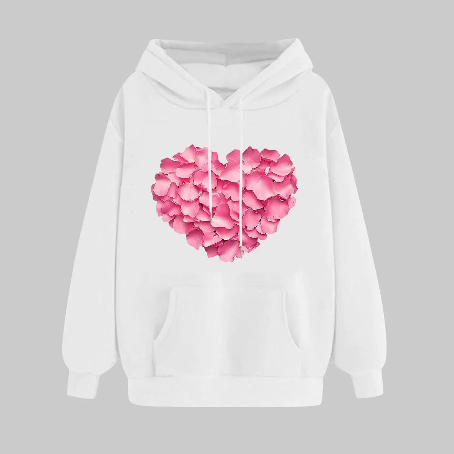 maisdgop Oversized Hoodies for Women Long Sleeve Heart Print Drawstring Hooded Sweatshirts Causal 2025 Valentines Pullover