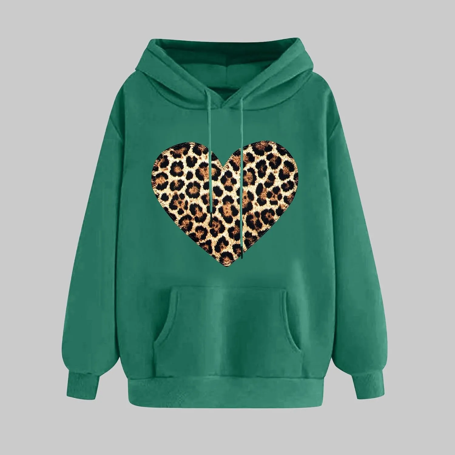 maisdgop Oversized Hoodies for Women Long Sleeve Heart Print Drawstring Hooded Sweatshirts Causal 2025 Valentines Pullover