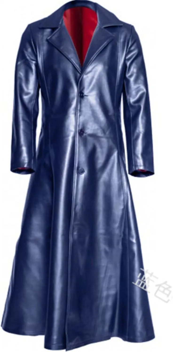 Maiyifu-GJ Mens Retro Faux Leather Trench Coat Full Length Steampunk Long Overcoat Vintage Open Front Cardigan Jacket