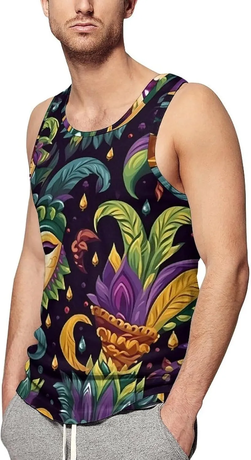 Mardi and Gras Holiday Mens Tank Top Undershirt Sleeveless Gym Vest Workout T-Shirts