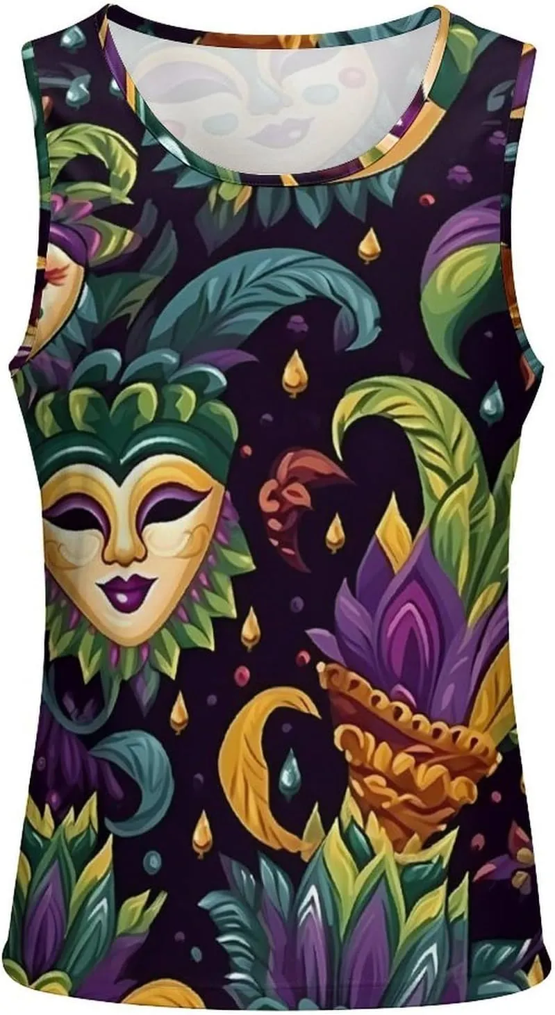 Mardi and Gras Holiday Mens Tank Top Undershirt Sleeveless Gym Vest Workout T-Shirts