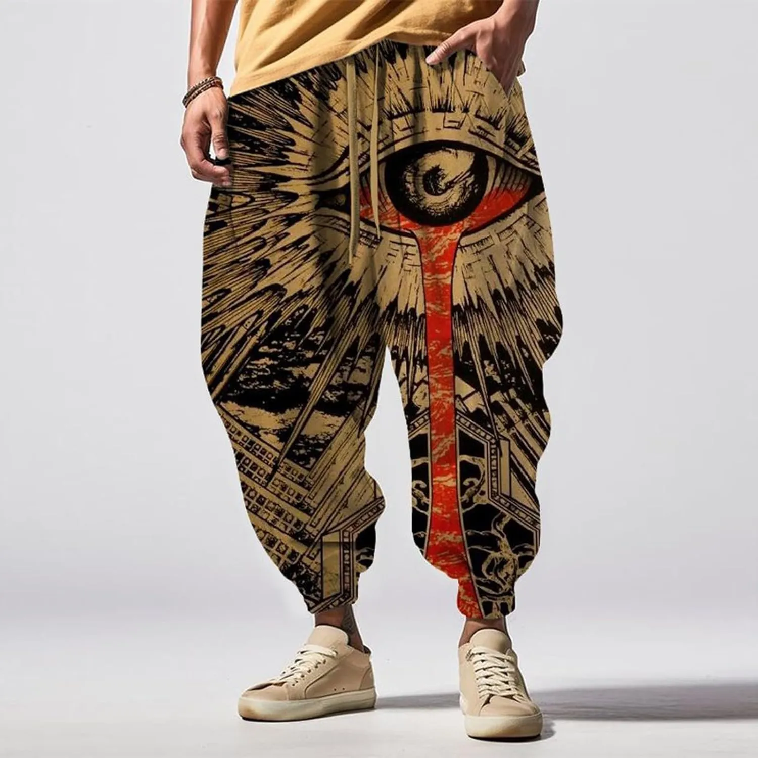 Men Cotton Baggy Hippie Yoga Harem Pants Casual Sweatpants Loose Drop Crotch Trousers Loose Pants Mens Cargo