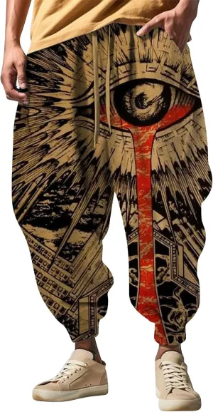 Men Cotton Baggy Hippie Yoga Harem Pants Casual Sweatpants Loose Drop Crotch Trousers Loose Pants Mens Cargo