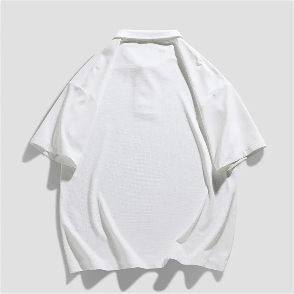 Men Polo Shirt Stretch T Shirts Quick Dry Elastic Short Sleeve Loose Suit Casual Tracksuit