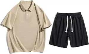 Men Polo Shirt Stretch T Shirts Quick Dry Elastic Short Sleeve Loose Suit Casual Tracksuit
