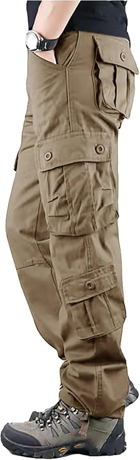 Men's Cargo Jogger Pants Pants Men's Elastic Multi Pocket Pants Outdoor Straight Tube Workwear Sherpa Lined
