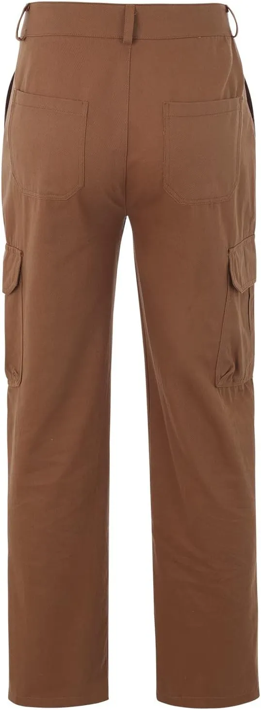 Mens Casual Cargo Pants Solid Color Cotton Linen Trousers Straight Leg Joggers Outdoor Wearing Pants with Pockets