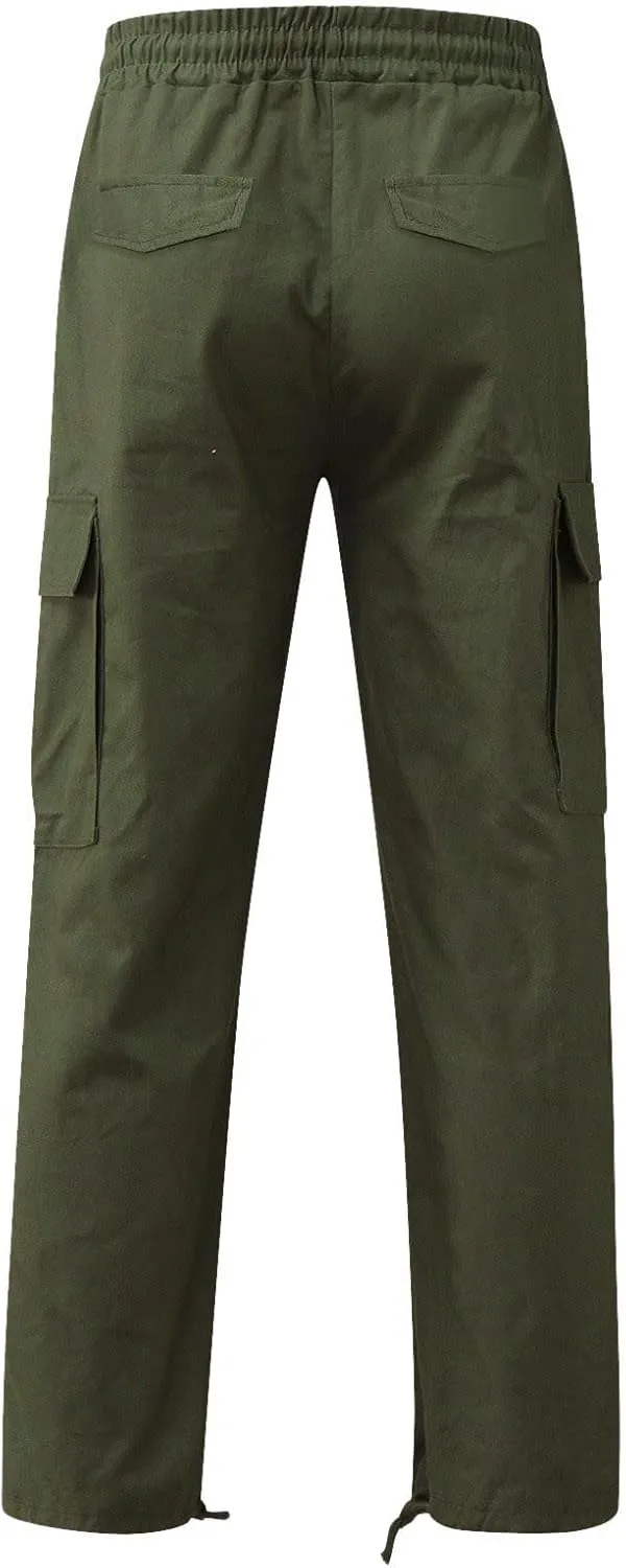 Men's Causal Waist Color Sports Pants Loose-Fit Classic Comfy Daily Wear with Multi-Pocket Cargo Pants Joggers