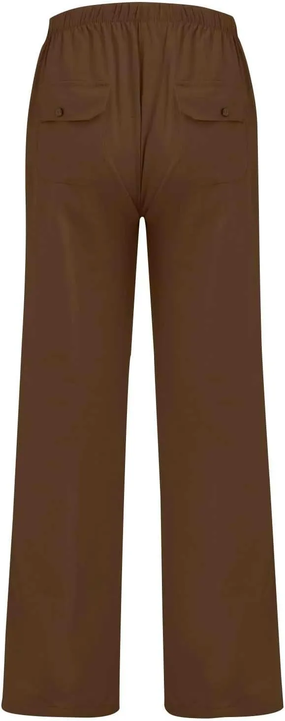 Men's Cotton Linen Pants Elastic Waist Drawstring Sweatpants with Pockets Casual Joggers Summer Beach Trousers