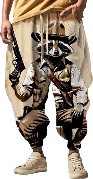 Mens Linen Harem Drawstring Pants Feel Casual Sweatpants Cotton Joggers Men Hakama Pants Men Cloud Strife