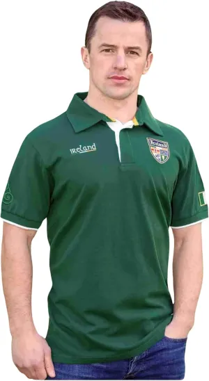 Men's Polo Shirts Embroidered Crest, Adjustable Button Closure, 100% Cotton, Made in Ireland