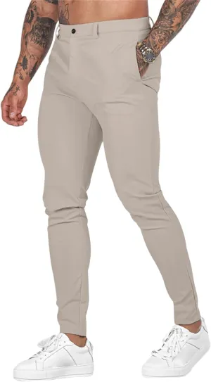 Men's Stretch Dress Pants Slim Fit Suit Pants Fashion Flat Front Slacks Comfy Tapered Casual Pant for Business Travel