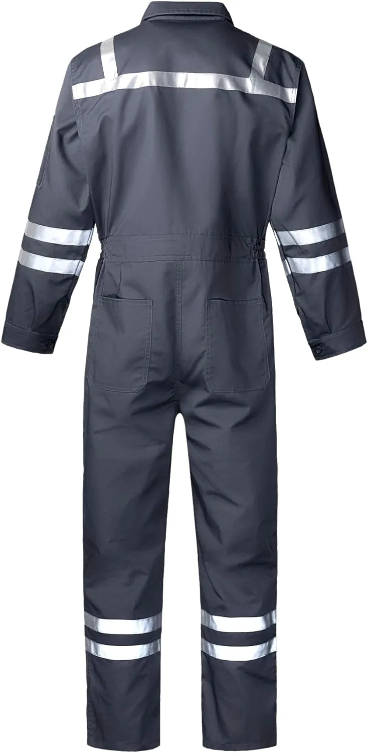 Men's Work Coverall High Visibility Overalls Mechanics Coveralls Workwear Jumpsuit with Multi Pockets
