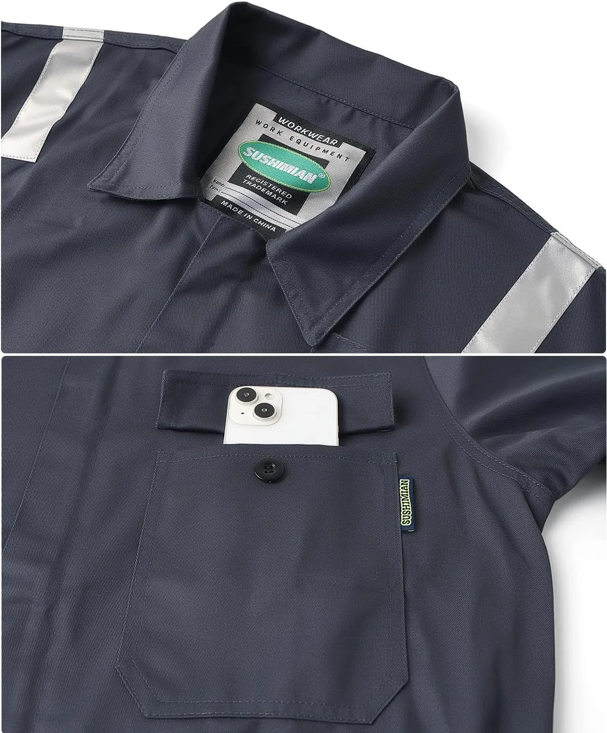 Men's Work Coverall High Visibility Overalls Mechanics Coveralls Workwear Jumpsuit with Multi Pockets