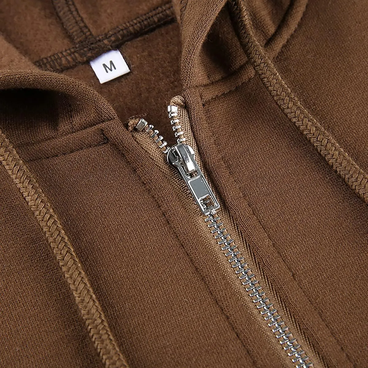 MISSACTIVER Womens Vintage Solid Drawstring Hoodies Zip Up Oversized E-girl 90s Sweatshirt Basic Jacket With Pockets