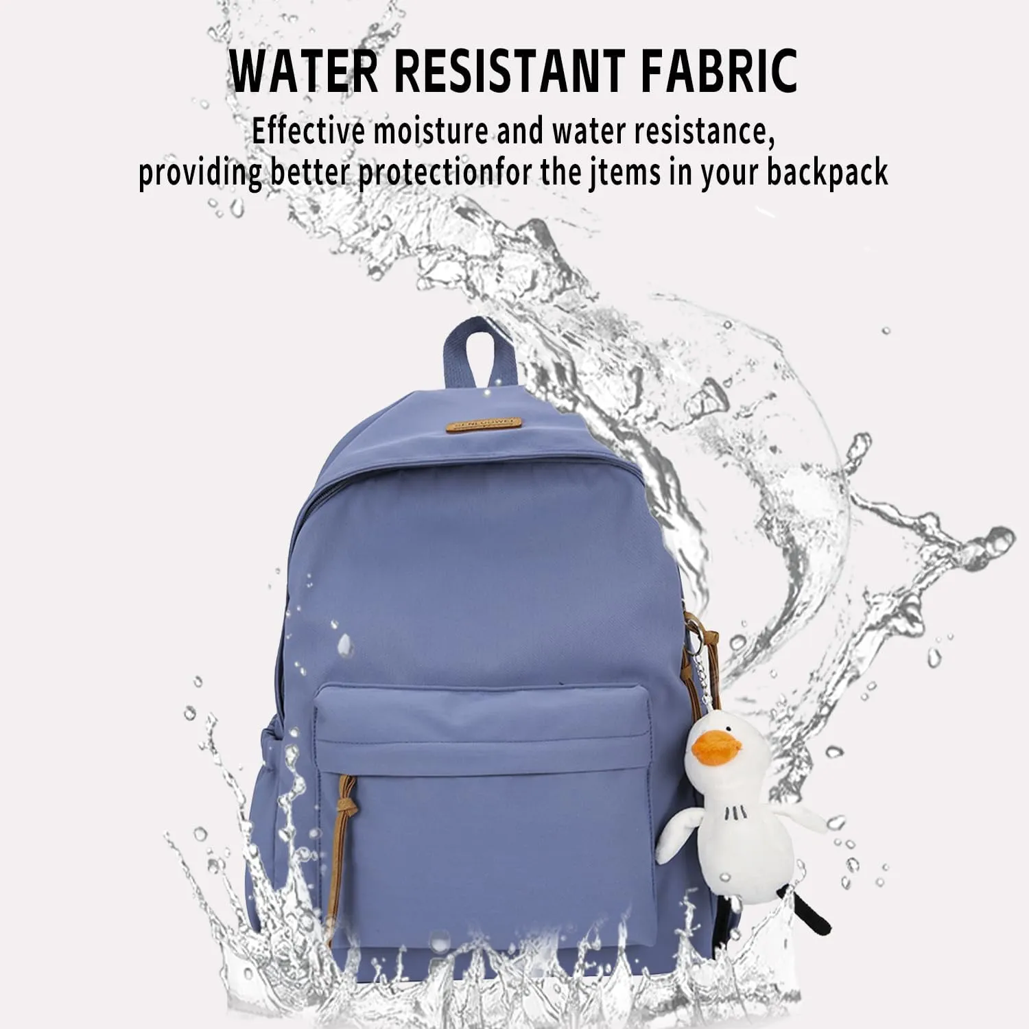 Nylon Backpack for Women Men Cute Pendant Aesthetic Backpack Lightweight Bag 15 Inch Laptop Backpack Casual Backpack (White Pendant,Medium)