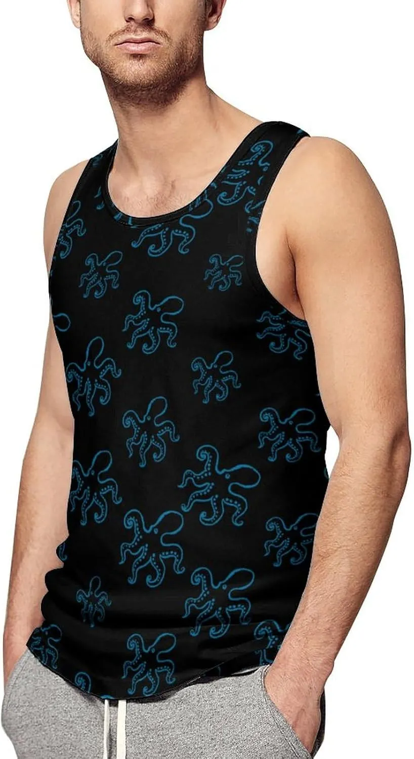 Octopus Men's Tank Tops Summer Sleeveless T-Shirts Gym Workout Tee Casual Beach Tee