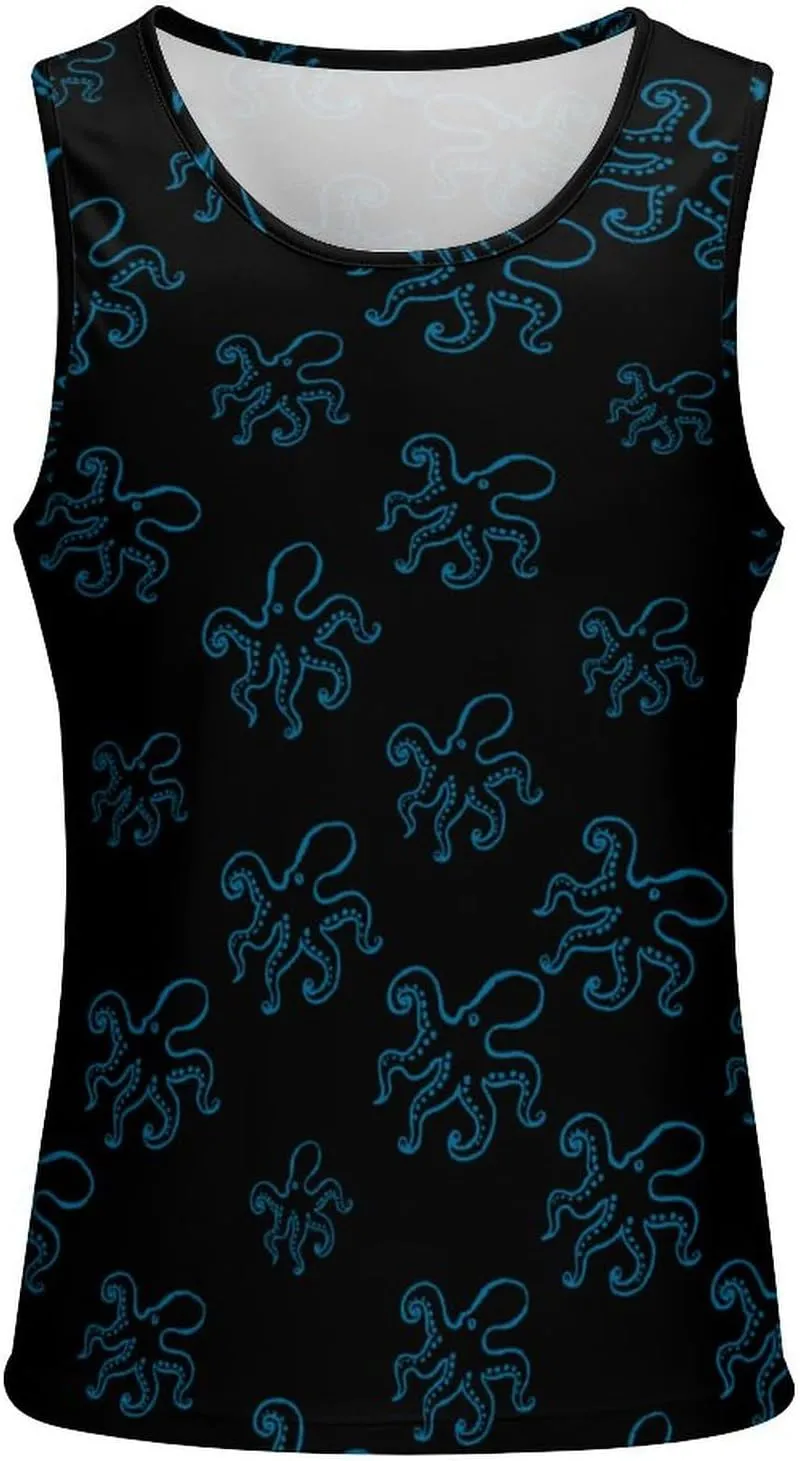 Octopus Men's Tank Tops Summer Sleeveless T-Shirts Gym Workout Tee Casual Beach Tee