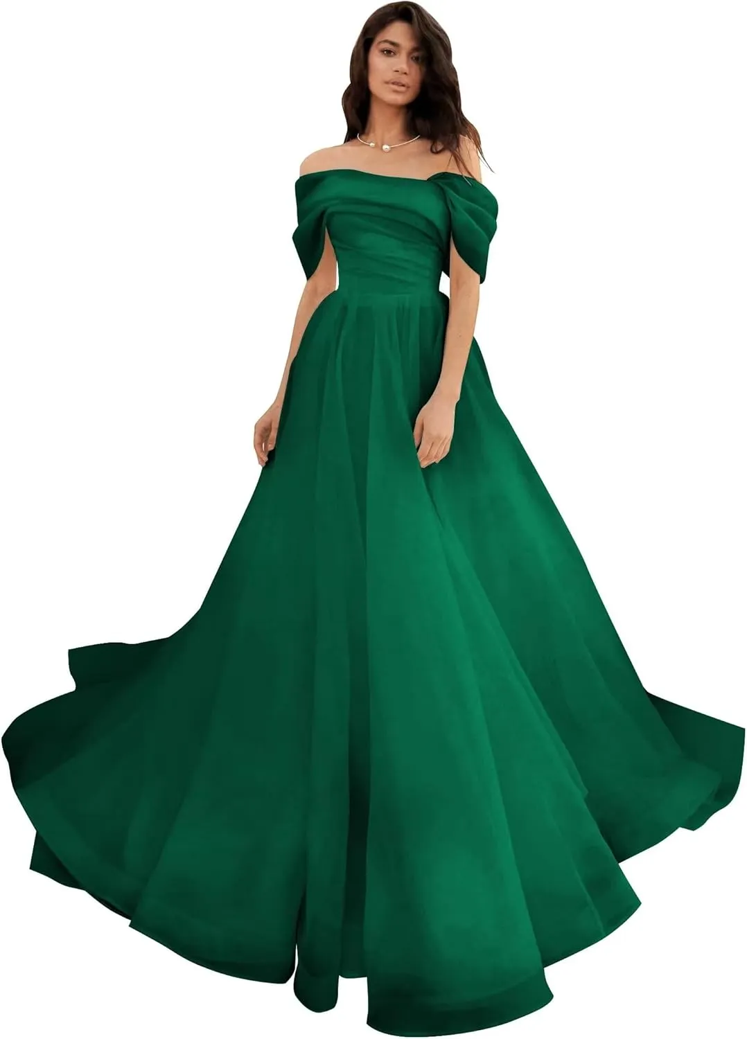 Off Shoulder Tulle Wedding Dresses Puffy Prom Dresses Long Ball Gown Dresses for Women