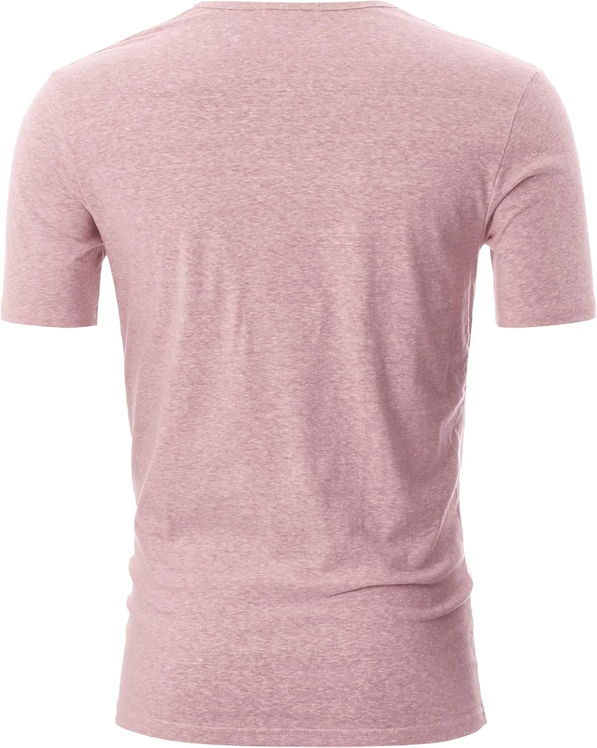Ohoo Mens Slim Fit Casual Short Sleeve Placket Melange Color Fabric Cotton Henley T-Shirts