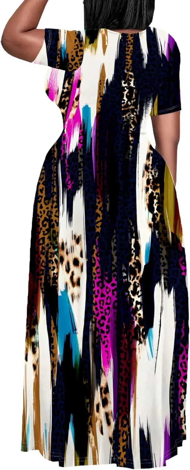 Plus Size Maxi Summer Dress 90 s Outfits for Women Neon Loose Cute Dress