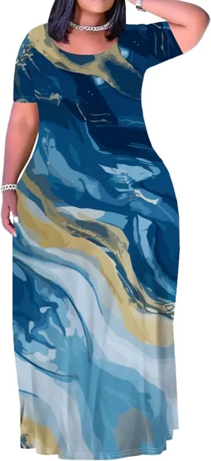 Plus Size Maxi Summer Dress 90 s Outfits for Women Neon Loose Cute Dress