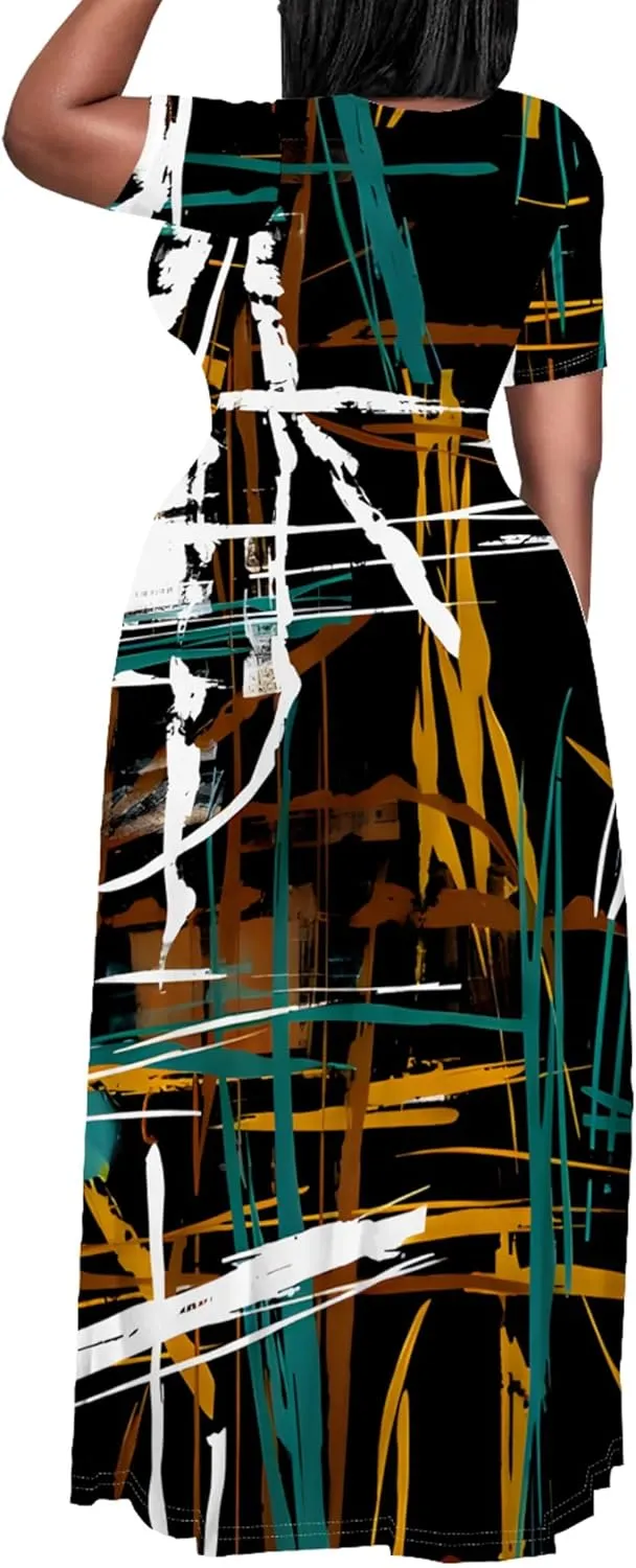 Plus Size Maxi Summer Dress 90 s Outfits for Women Neon Loose Cute Dress