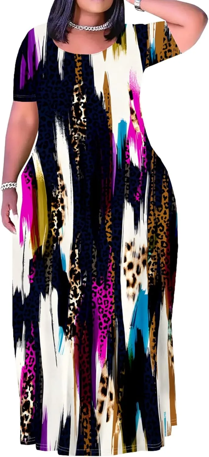 Plus Size Maxi Summer Dress 90 s Outfits for Women Neon Loose Cute Dress