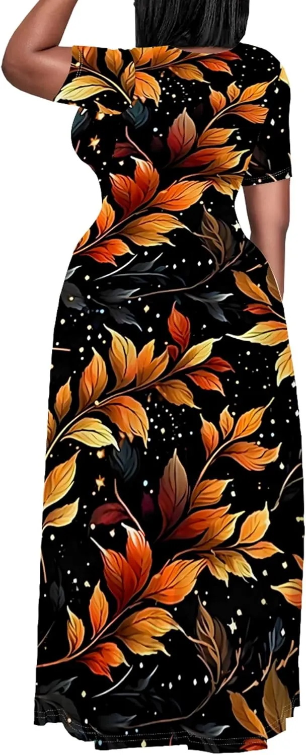 Plus Size Maxi Summer Dress 90 s Outfits for Women Neon Loose Cute Dress