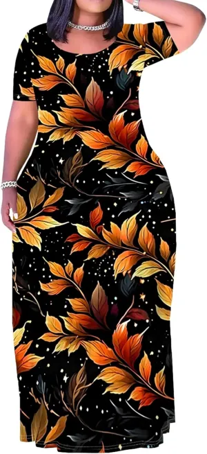 Plus Size Maxi Summer Dress 90 s Outfits for Women Neon Loose Cute Dress