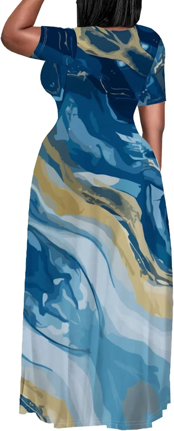 Plus Size Maxi Summer Dress 90 s Outfits for Women Neon Loose Cute Dress