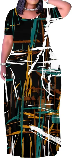 Plus Size Maxi Summer Dress 90 s Outfits for Women Neon Loose Cute Dress