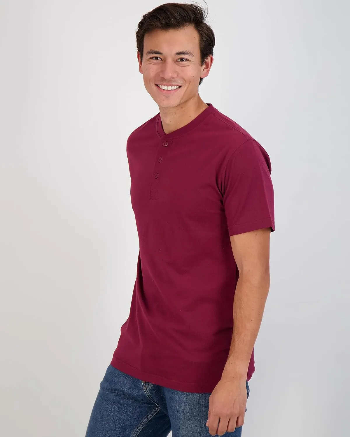 Real Essentials 3 Pack: Men's Cotton Short & Long Sleeve Henley T-Shirt Performance Activewear (Available in Big & Tall)