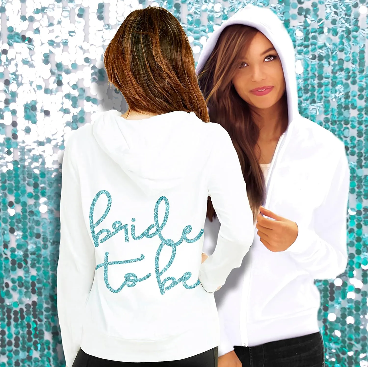 RhinestoneSash Bride Sweatshirt - Bride to Be Bridal Shower Spa Day Zip Up Jacket - Bachelorette Party Hoodie