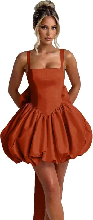 Satin Short Homecoming Dresses for Teens A Line Mini Graduation Dress Corset Prom Gowns with Bow