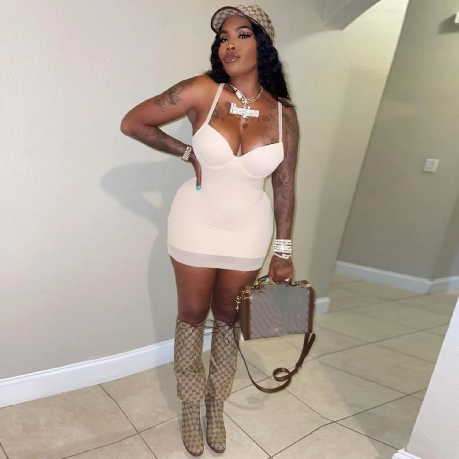 Sexy Bodycon Mini Dress for Women Sweetheart Neck Spaghetti Strap Mesh Hem Party Club Night Out Short Dresses