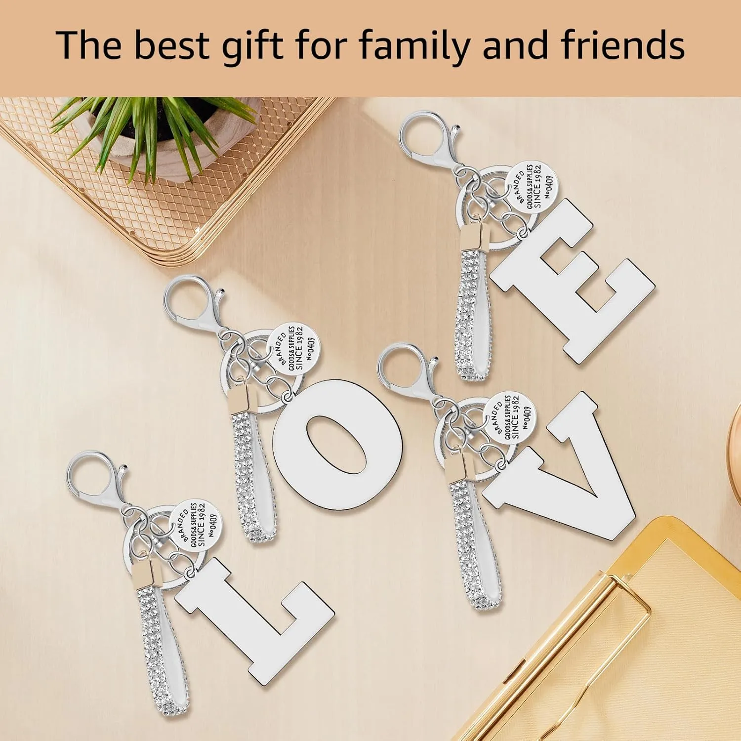 Silver Initial Letter Keychains with Sparkly Rhinestone Lanyard, A-Z Letter Keyring for Women Girls, Bling Key Chain Wristlet