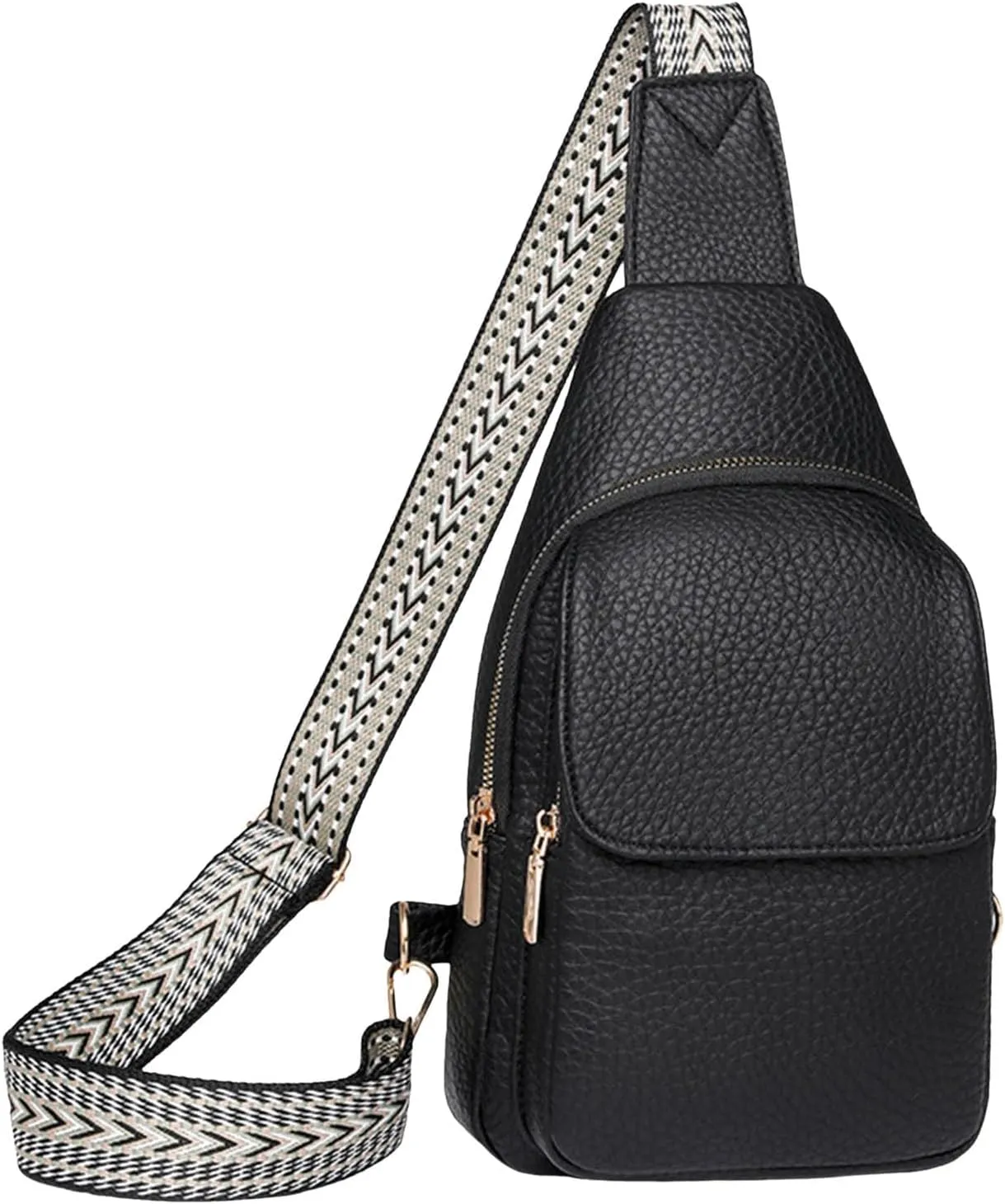 Sling Bag For Women Men Backpack Fanny Pack Crossbody Chest Travel Bags Purse With Adjustable Guitar Strap Pu Leather