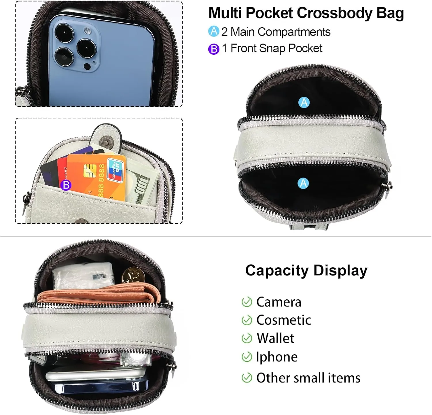 Small Crossbody Bags for Women Leather Cell Phone Purse Bag Wallet Shoulder Handbags with Adjustable Strap