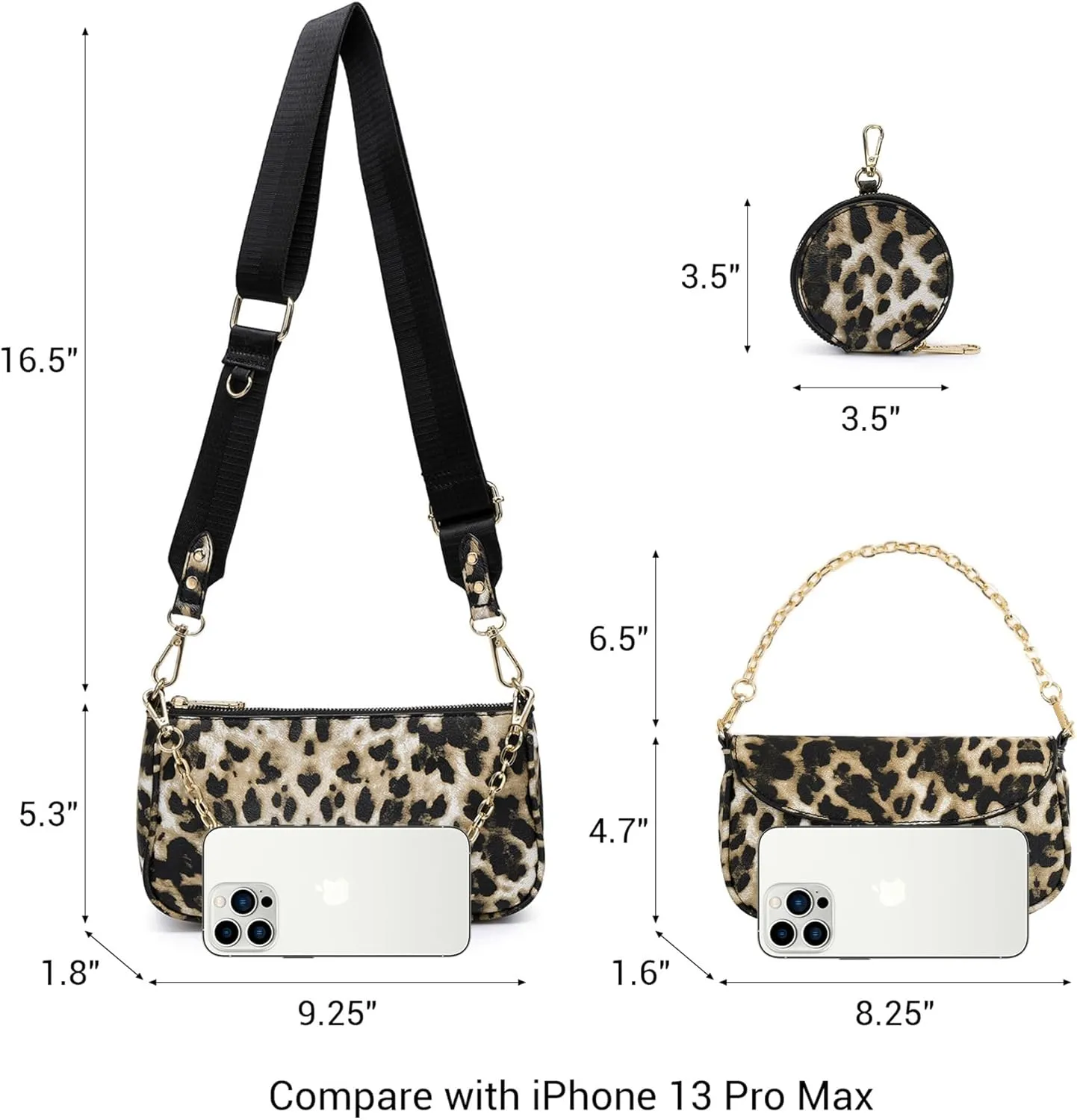 Small Crossbody Bags for Women with Coin Purse Multi Pochette PU Leather Designer Shoulder Handbag 3pcs Set