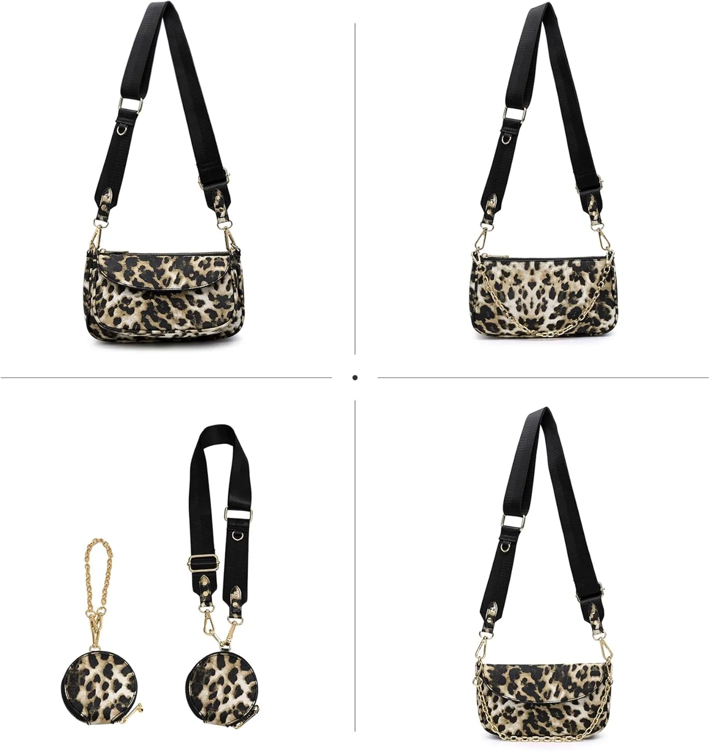 Small Crossbody Bags for Women with Coin Purse Multi Pochette PU Leather Designer Shoulder Handbag 3pcs Set
