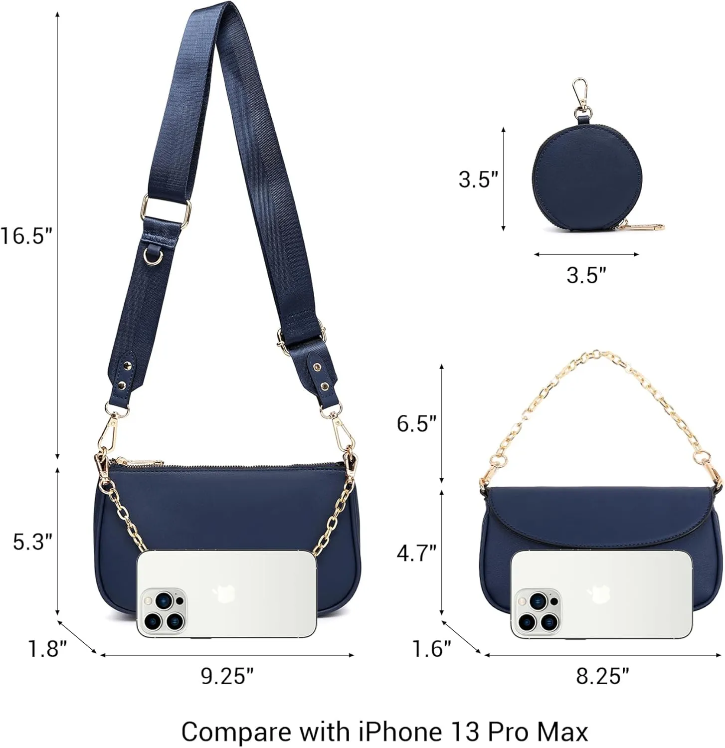 Small Crossbody Bags for Women with Coin Purse Multi Pochette PU Leather Designer Shoulder Handbag 3pcs Set