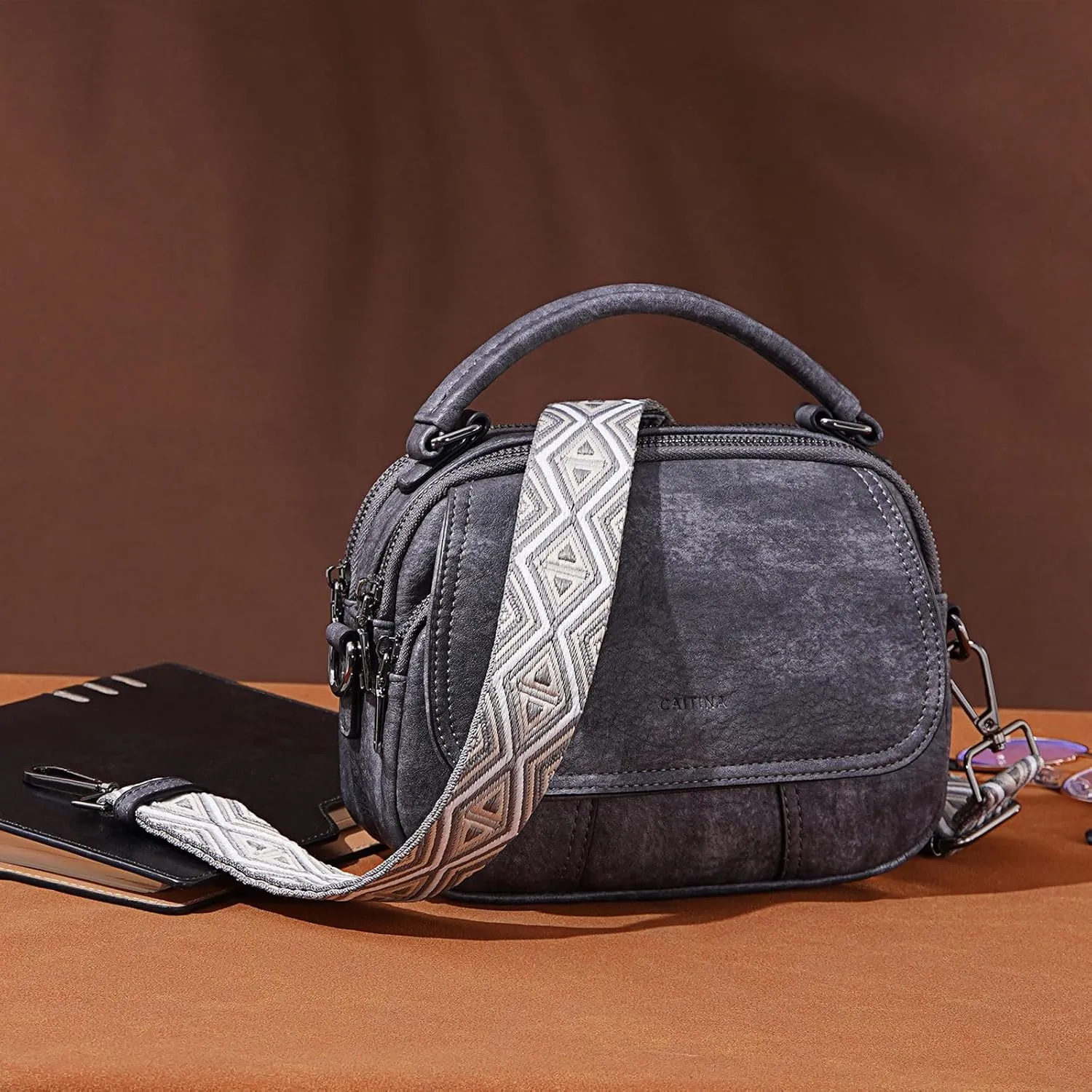 Small Crossbody Bags Purse for Women,Vegan Leather Shoulder Handbags Women Top Handle Satchel Bag with 2pcs Strap