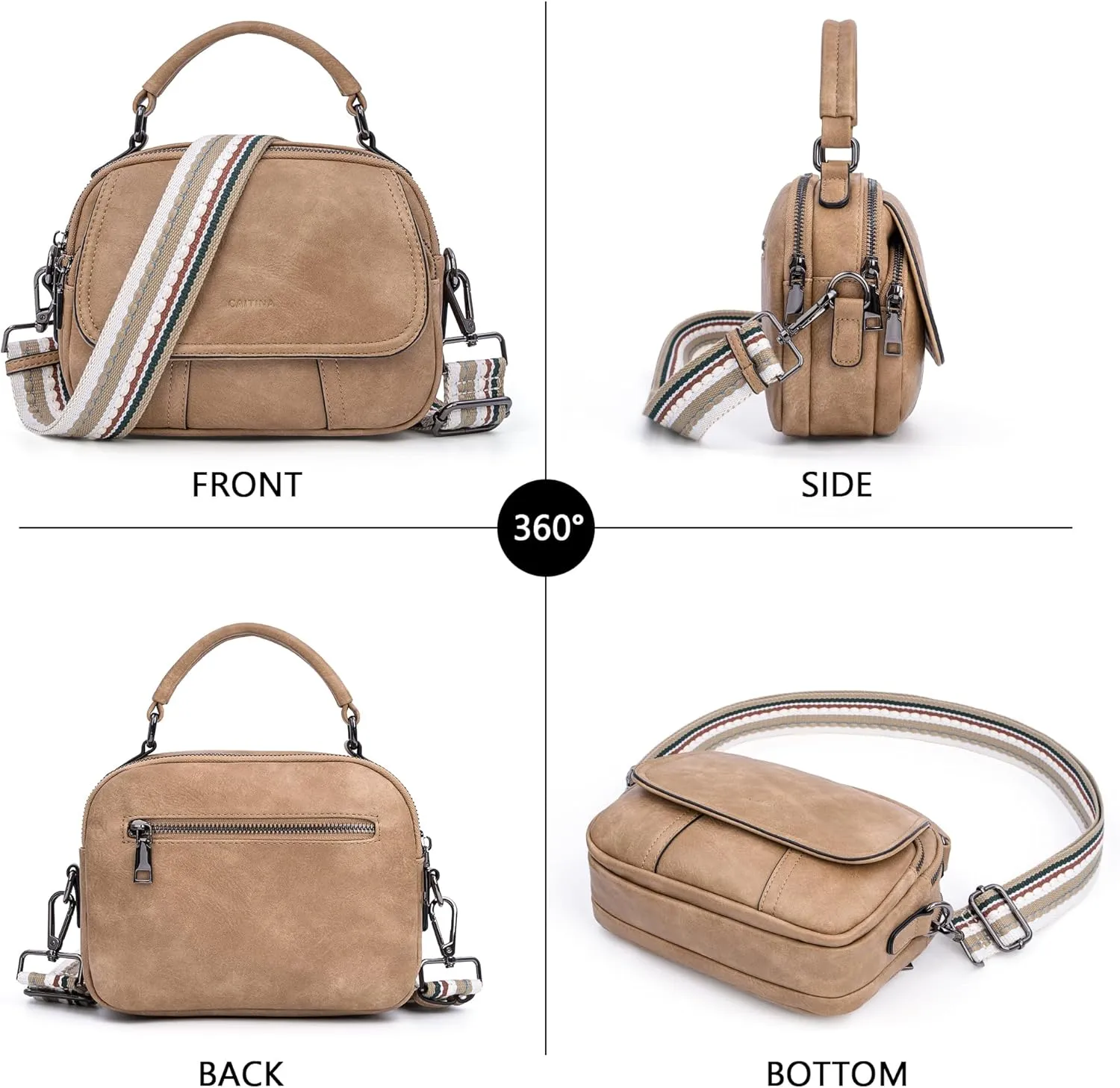 Small Crossbody Bags Purse for Women,Vegan Leather Shoulder Handbags Women Top Handle Satchel Bag with 2pcs Strap