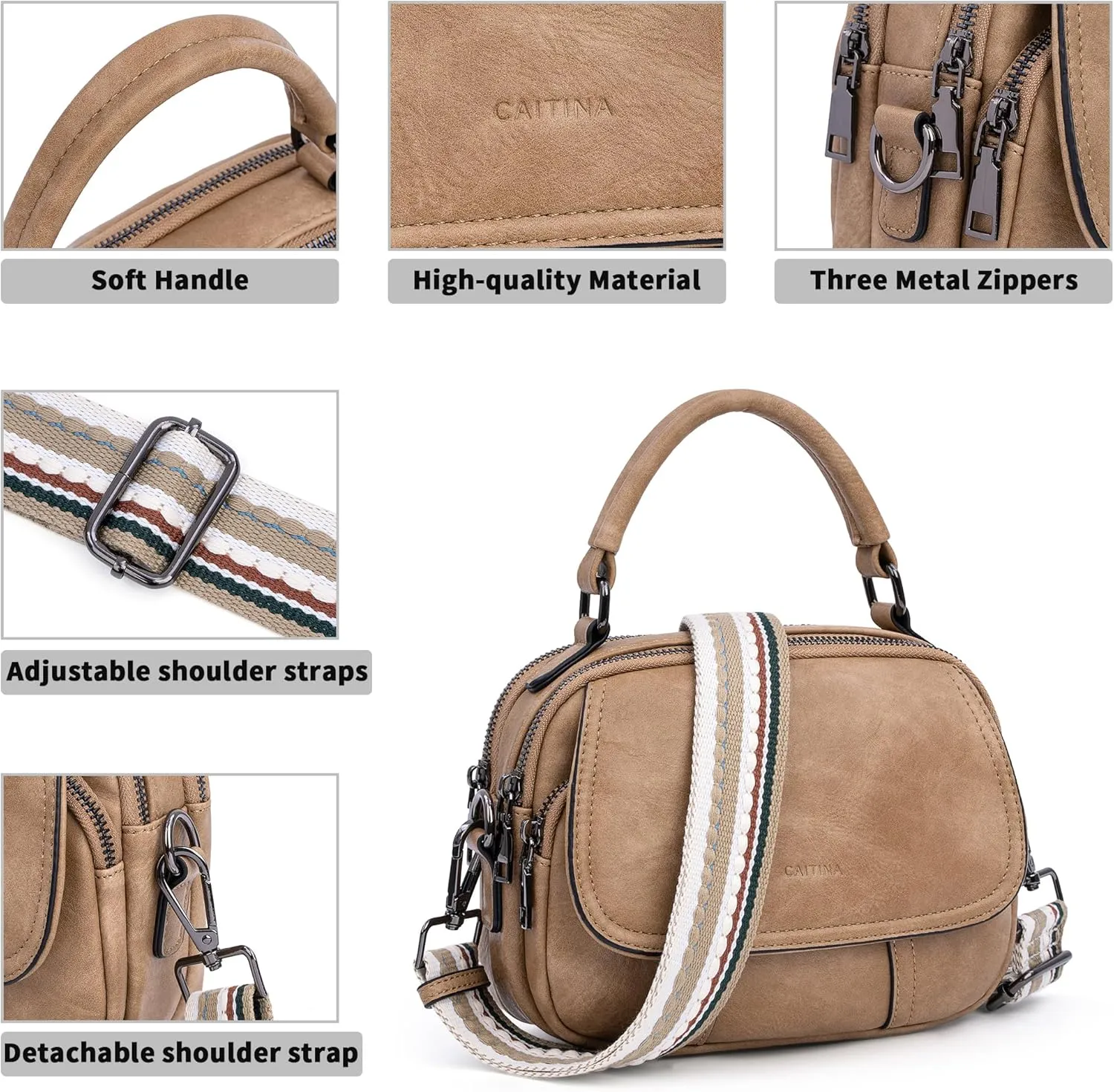 Small Crossbody Bags Purse for Women,Vegan Leather Shoulder Handbags Women Top Handle Satchel Bag with 2pcs Strap