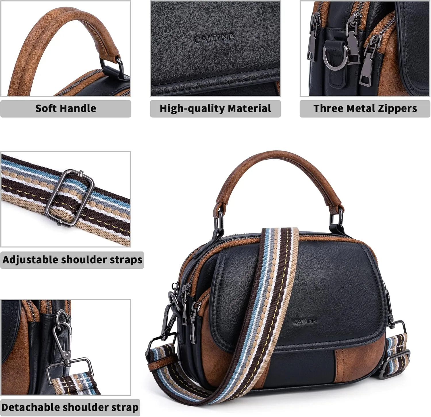 Small Crossbody Bags Purse for Women,Vegan Leather Shoulder Handbags Women Top Handle Satchel Bag with 2pcs Strap