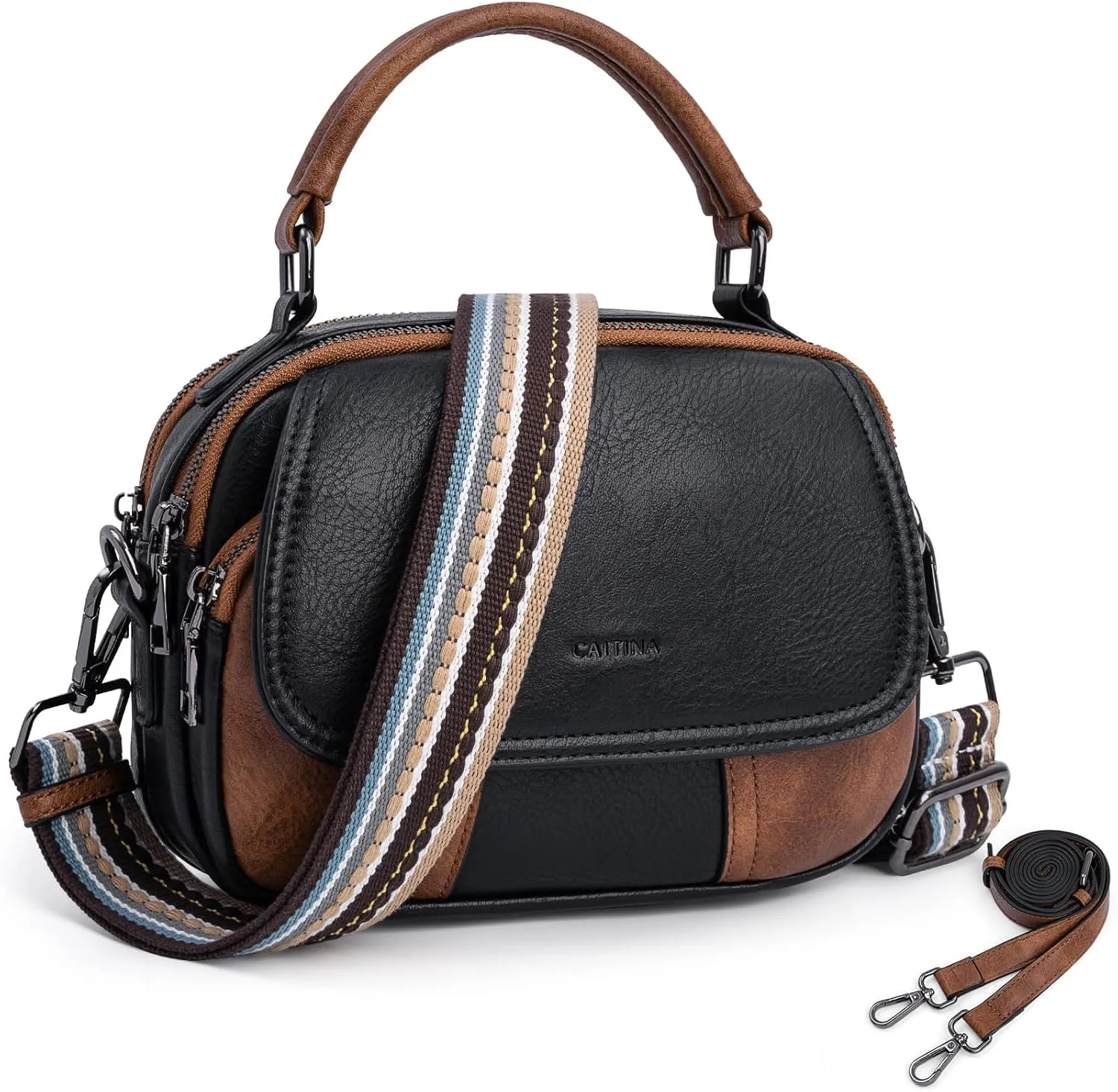 Small Crossbody Bags Purse for Women,Vegan Leather Shoulder Handbags Women Top Handle Satchel Bag with 2pcs Strap