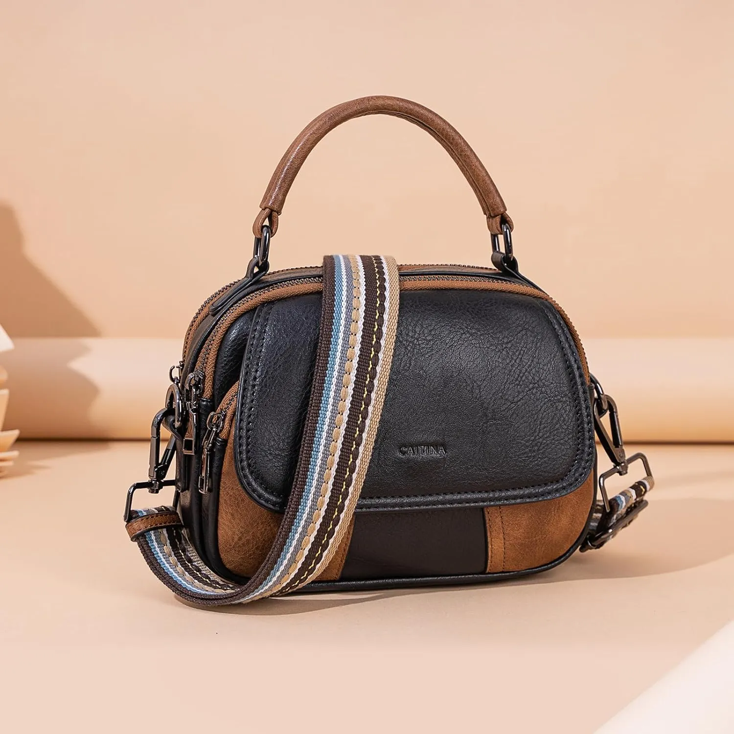 Small Crossbody Bags Purse for Women,Vegan Leather Shoulder Handbags Women Top Handle Satchel Bag with 2pcs Strap