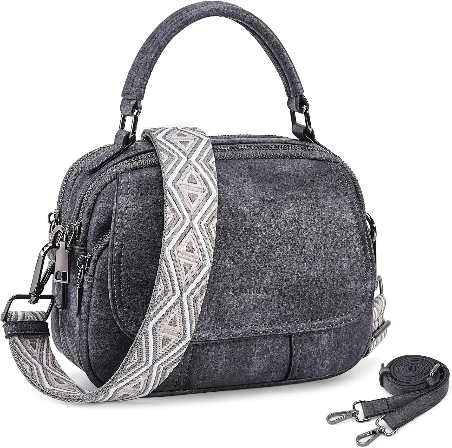 Small Crossbody Bags Purse for Women,Vegan Leather Shoulder Handbags Women Top Handle Satchel Bag with 2pcs Strap
